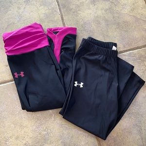 Clearout 🎉 Under Armour Workout Leggings Both XS black and pink Capri Stretch